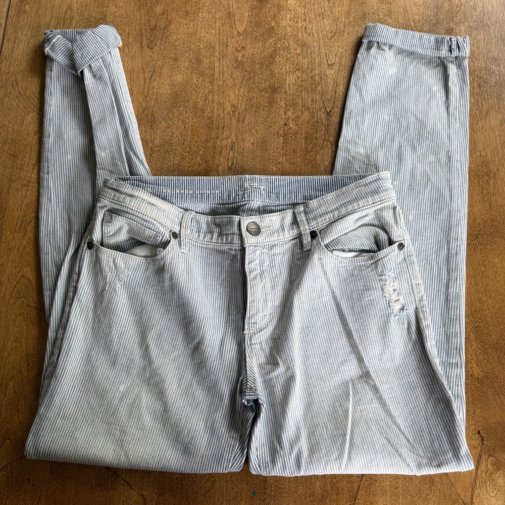 LOFT Blue Striped Relaxed Skinny Jeans